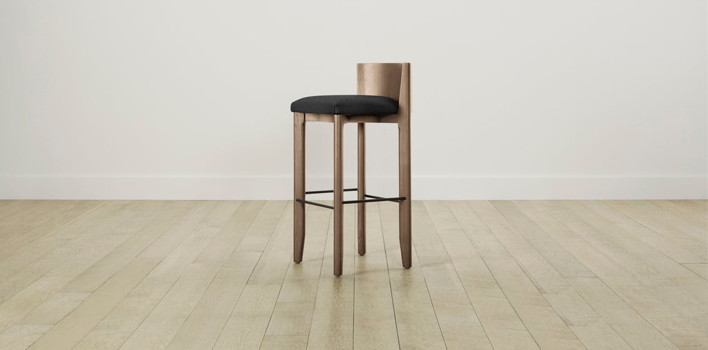 The Delancey with Brushed Brass - Italian Bouclé Storm Bar and Counter Stool