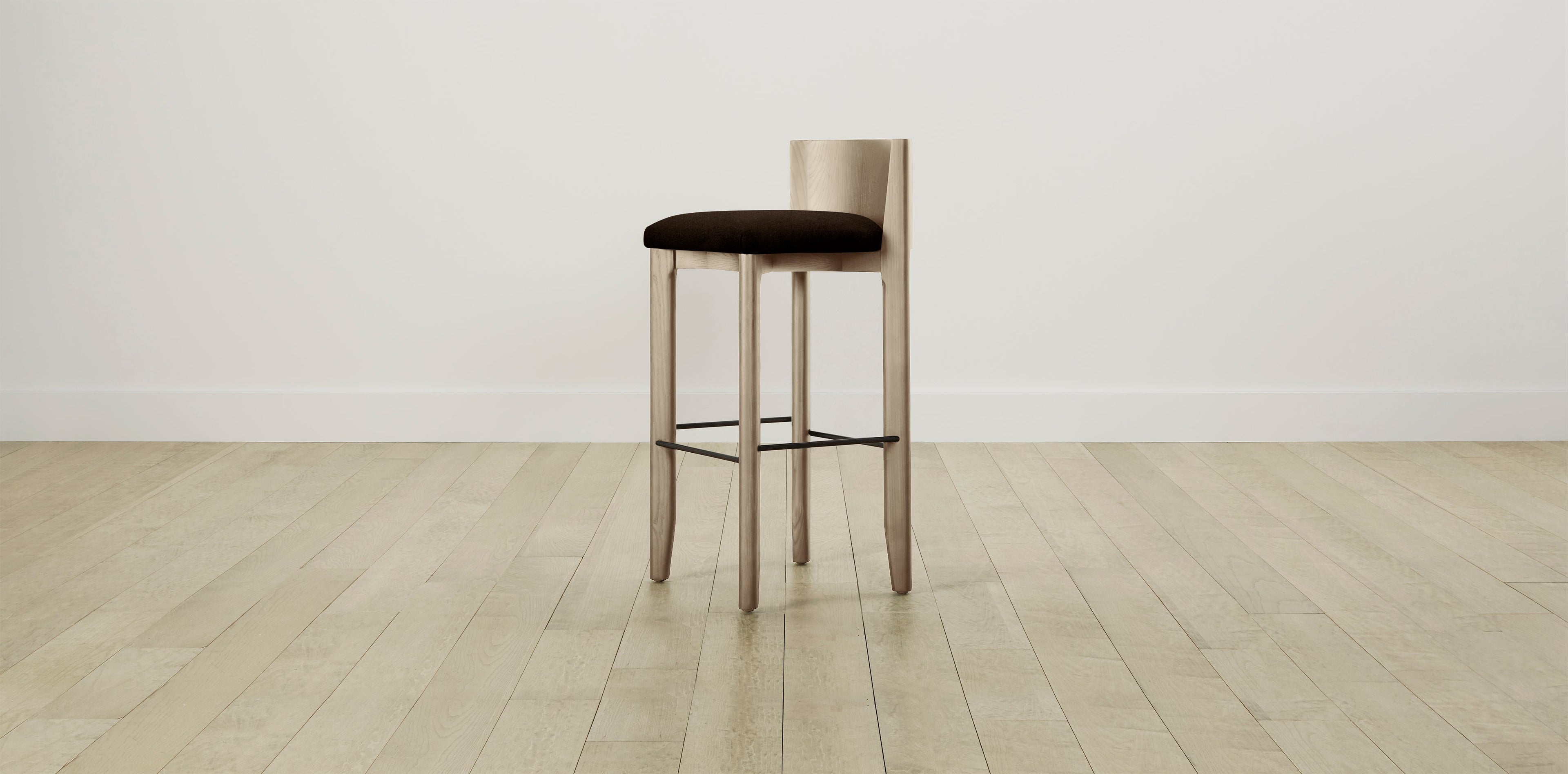 The Delancey with Brushed Brass - Mohair Chocolate Bar and Counter Stool