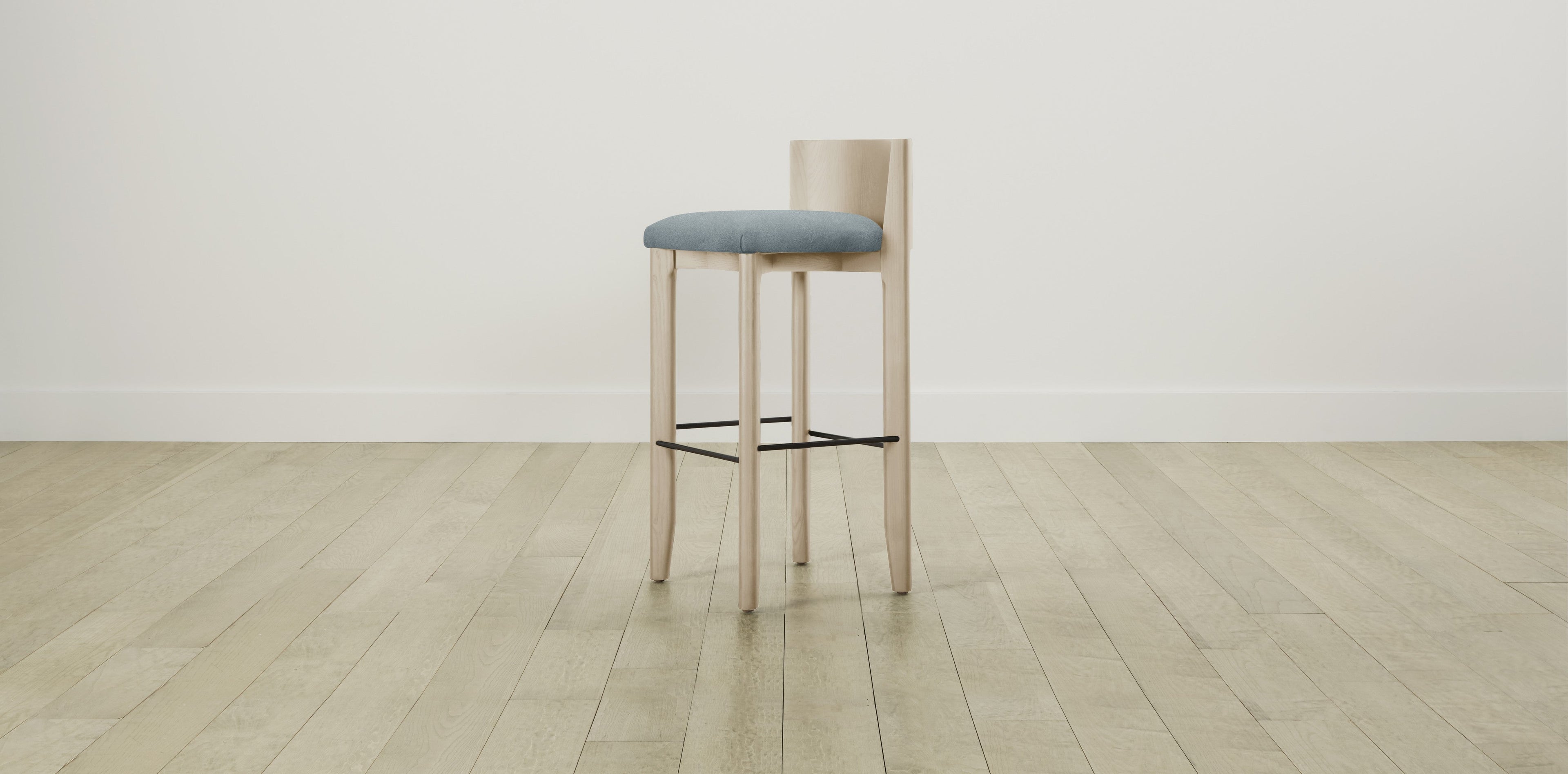 The Delancey with Brushed Nickel - Mohair Slate Blue Bar and Counter Stool