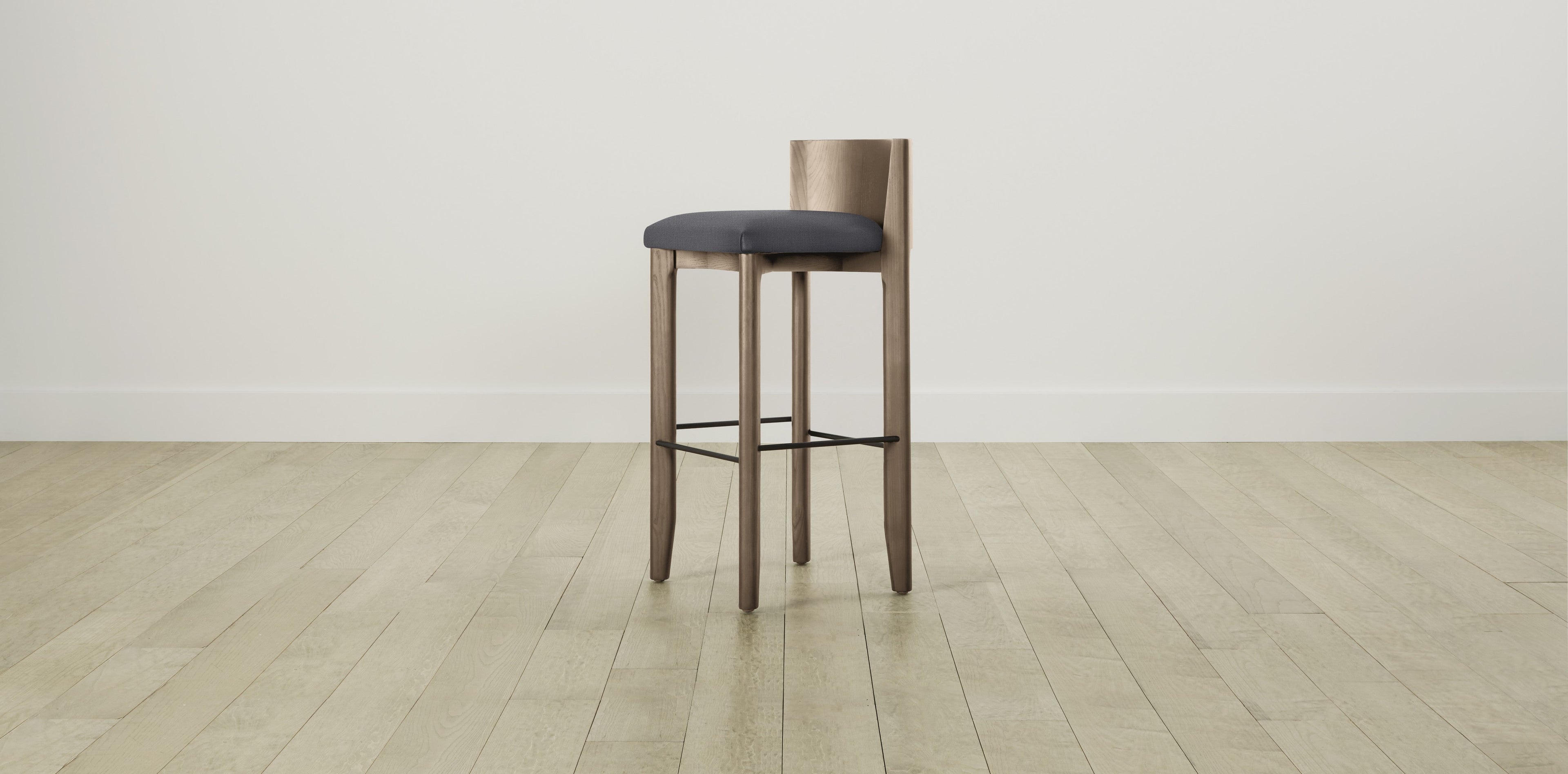 The Delancey with Brushed Brass - Performance Linen Graphite Bar and Counter Stool