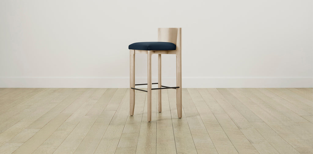 The Delancey with Brushed Nickel - Performance Textured Linen Seaside Bar and Counter Stool