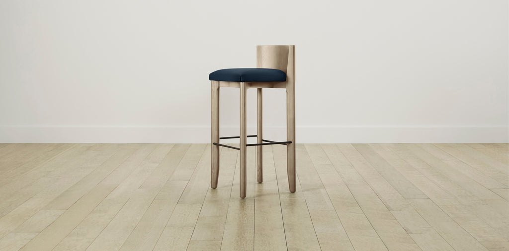 The Delancey with Brushed Nickel - Performance Textured Linen Seaside Bar and Counter Stool