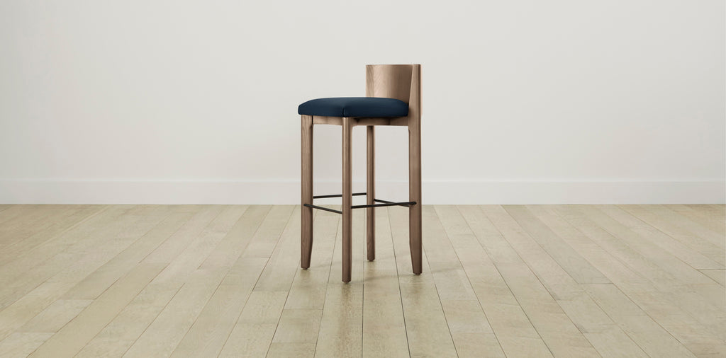The Delancey with Brushed Nickel - Performance Textured Linen Seaside Bar and Counter Stool
