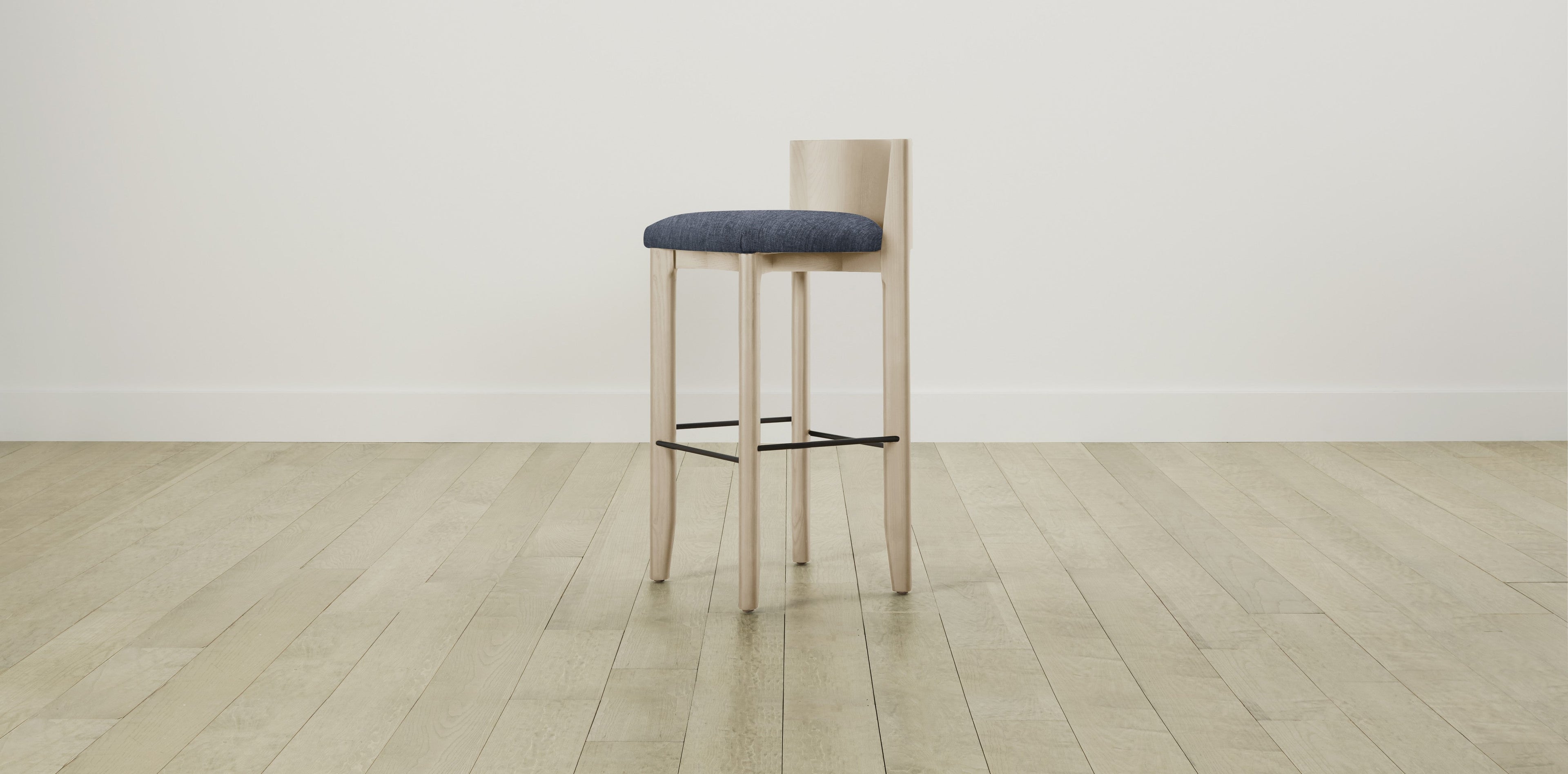 The Delancey with Brushed Nickel - Performance Tweed Denim Bar and Counter Stool