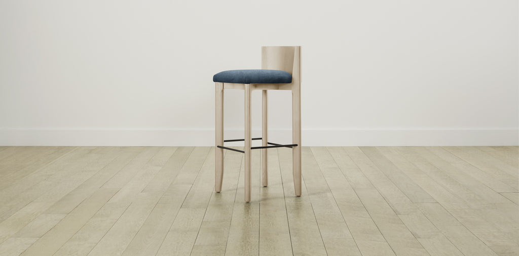 The Delancey with Brushed Nickel - Performance Velvet Lagoon Bar and Counter Stool