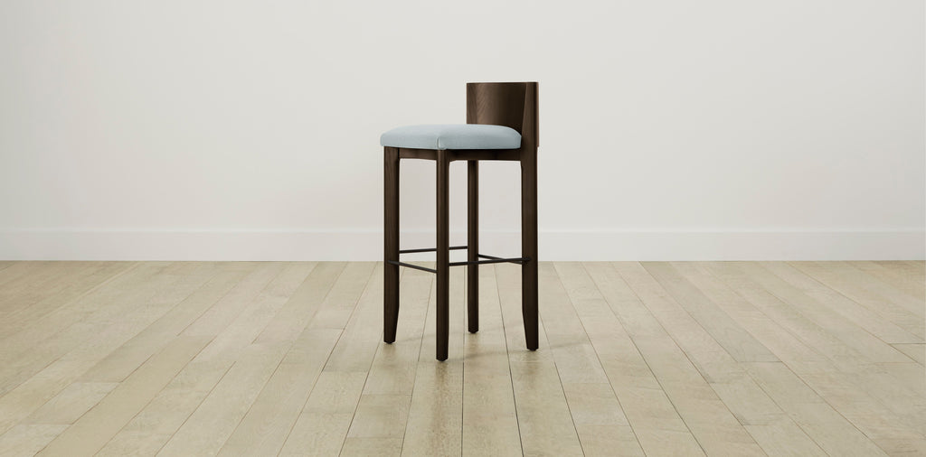 The Delancey with Brushed Brass - Performance Woven Chenille Rain Bar and Counter Stool