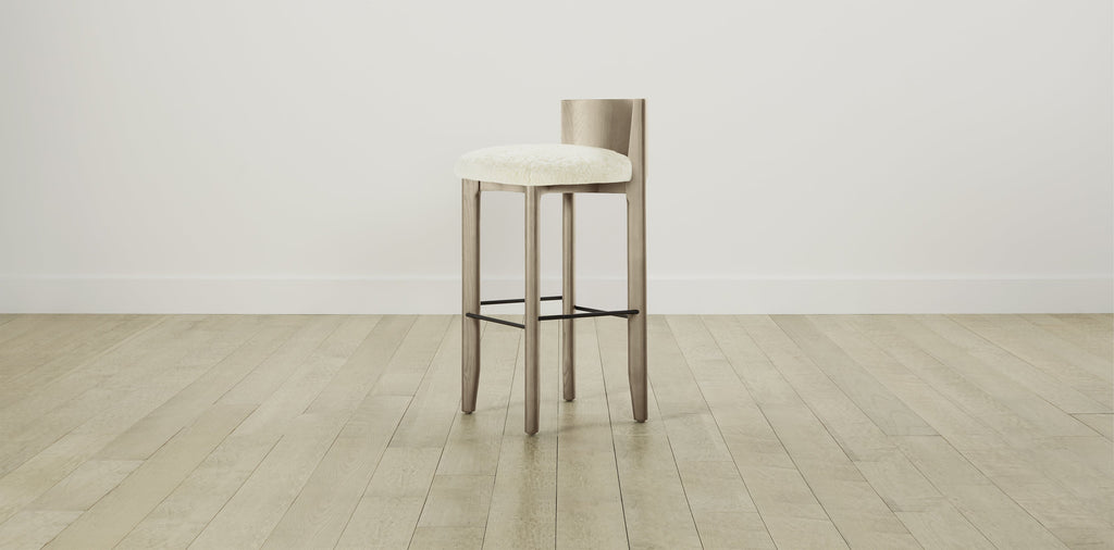 The Delancey with Brushed Brass - Shearling Ivory Bar and Counter Stool