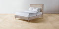 The Essex  - Nubuck Leather Fawn Bed - 56" Headboard - Upholstered on reverse