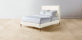 The Essex  - Pebbled Leather Swan Bed - 50" Headboard - Upholstered on reverse