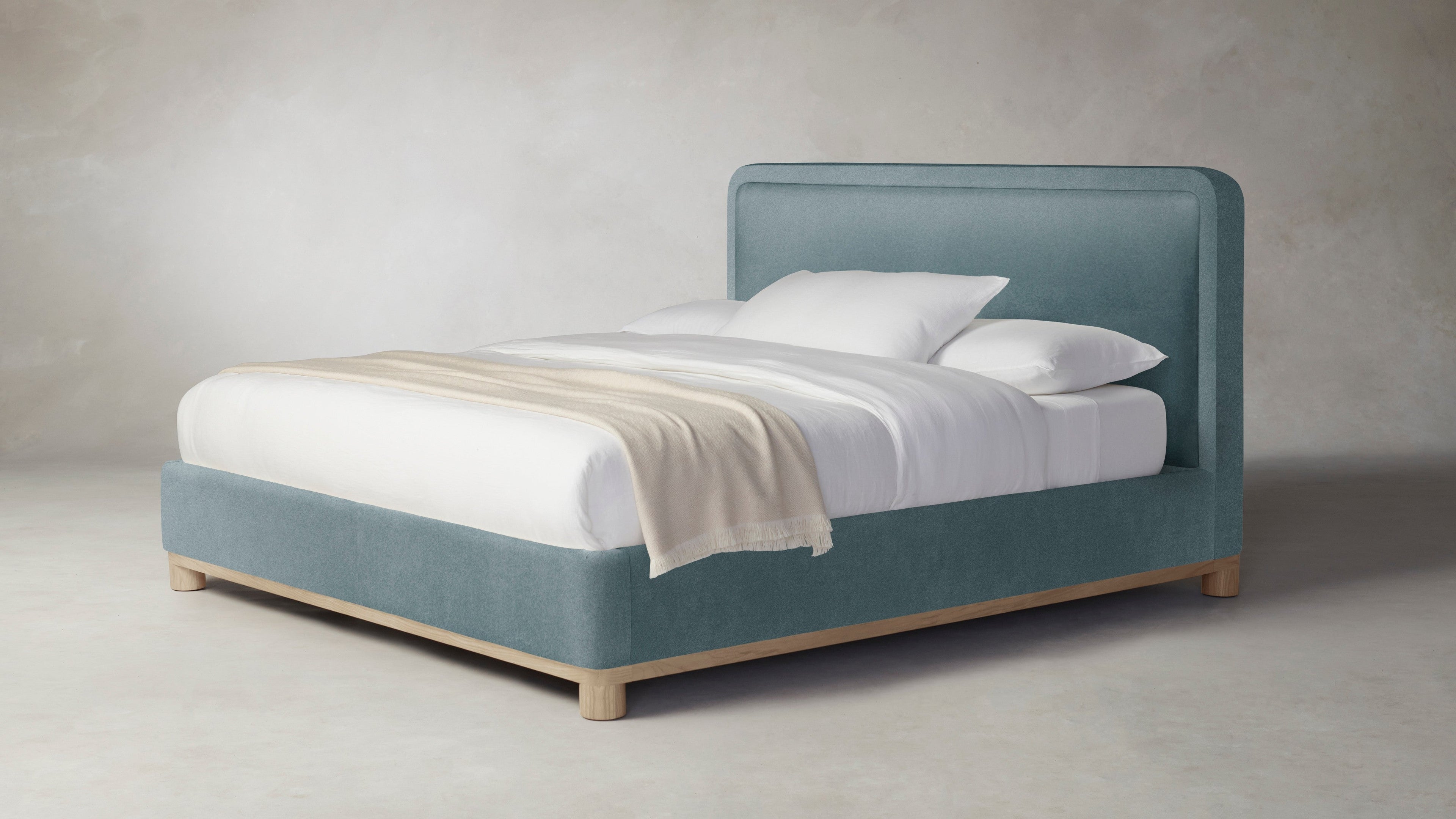 The Kent  - Mohair Slate Blue Bed - 53" Headboard