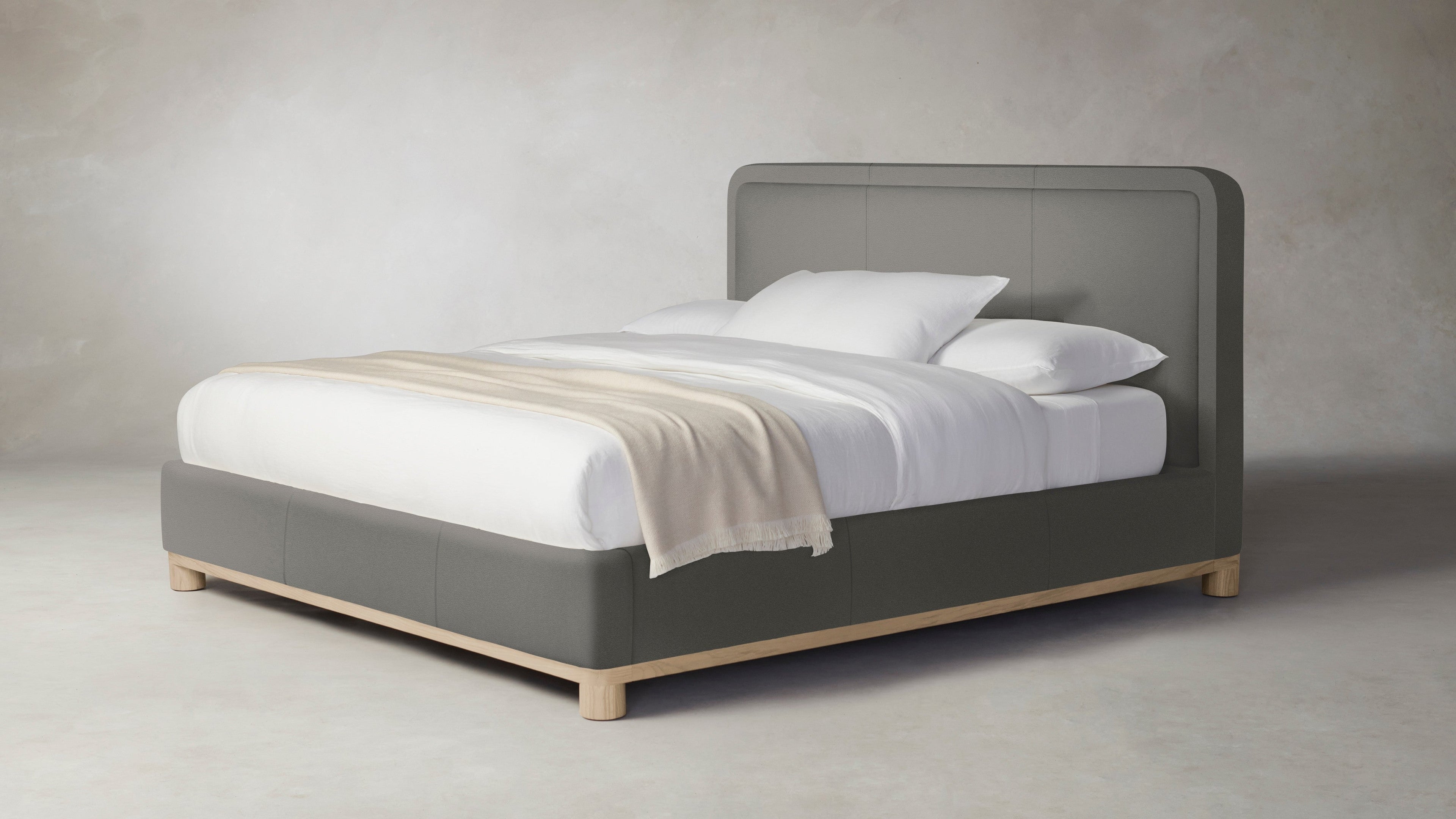 The Kent  - Pebbled Leather Ash Bed - 41" Headboard