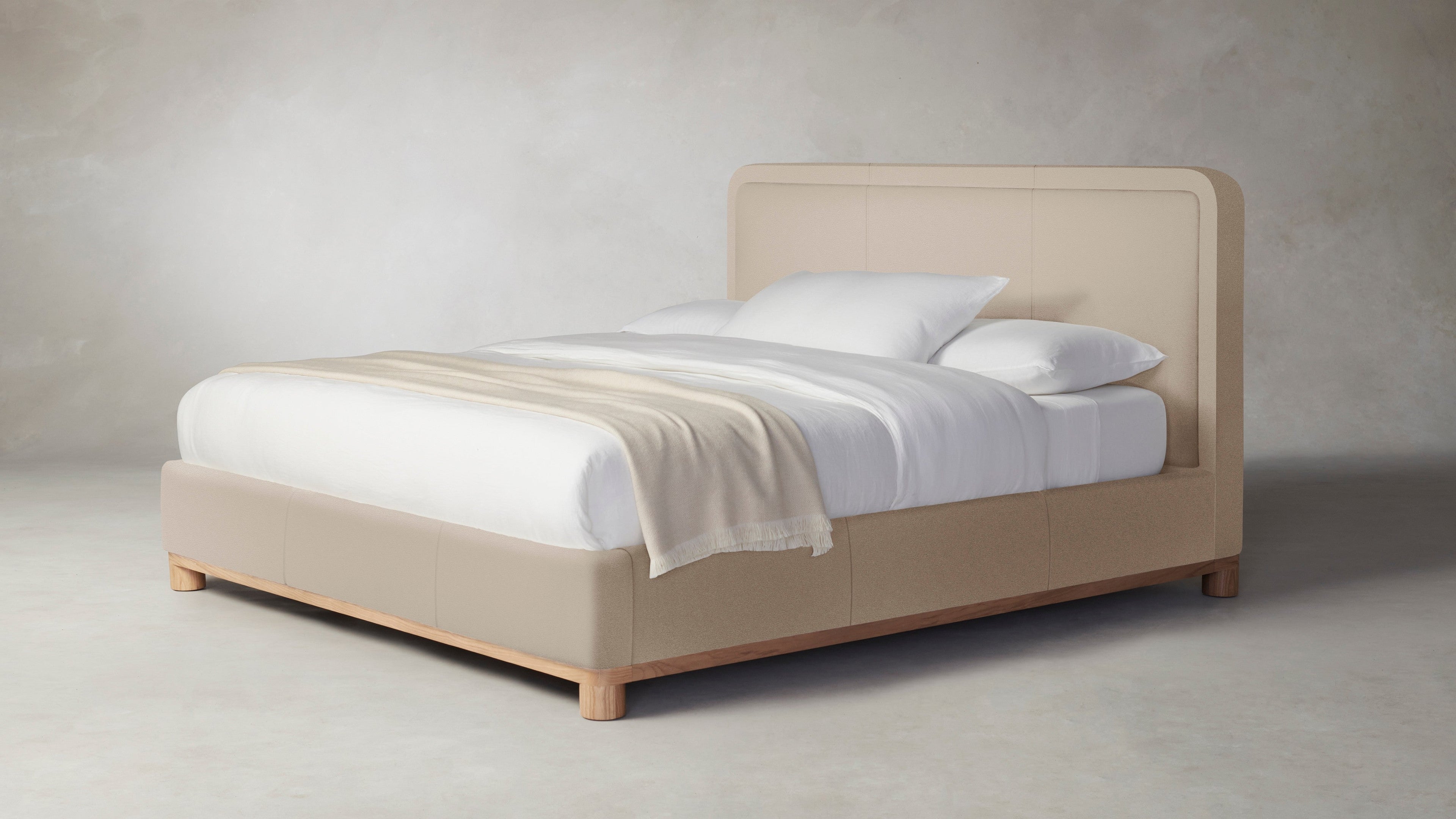 The Kent  - Pebbled Leather Stone Bed - 53" Headboard