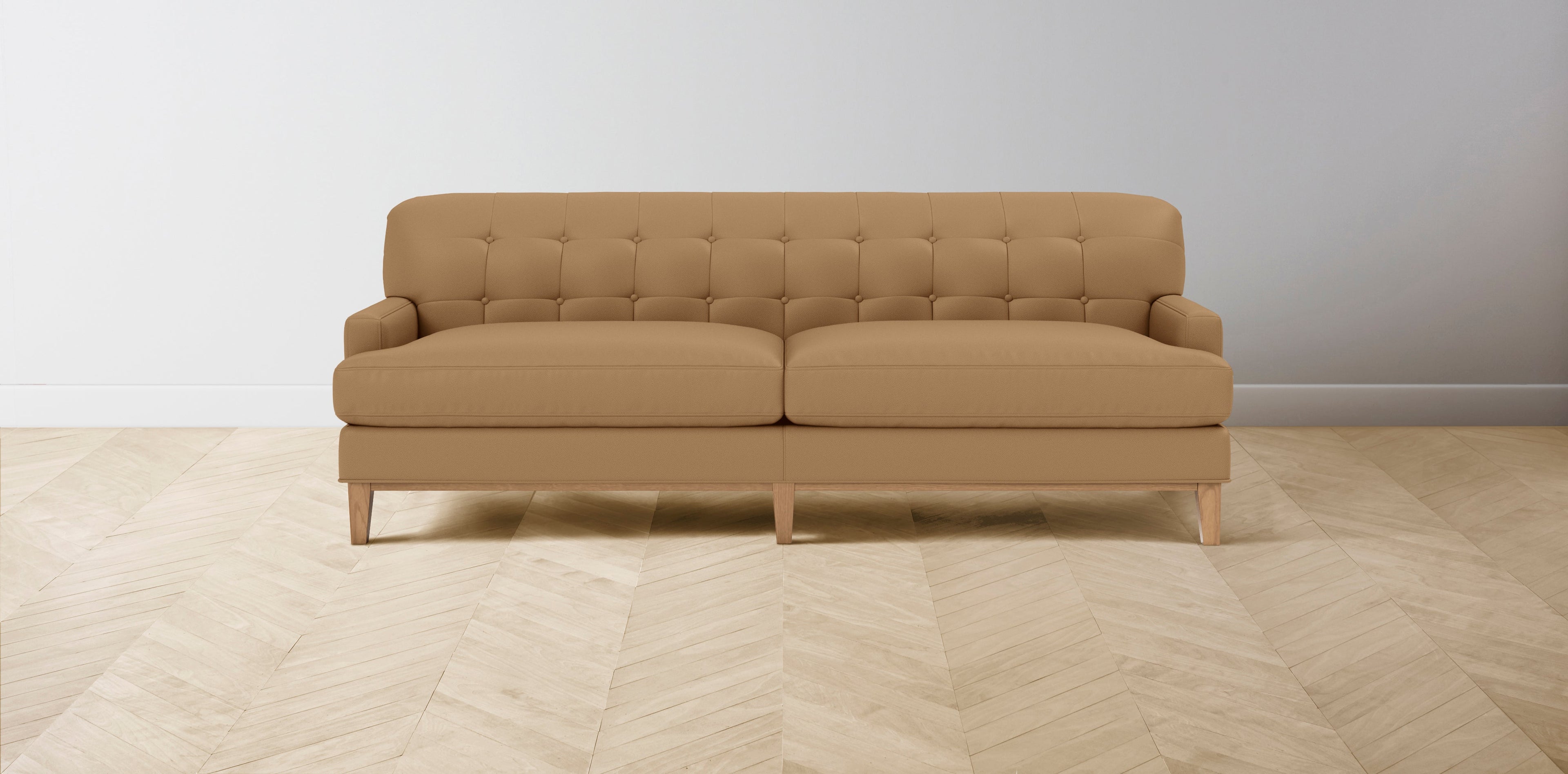 The Ludlow  - Pebbled Leather Latte Sofa