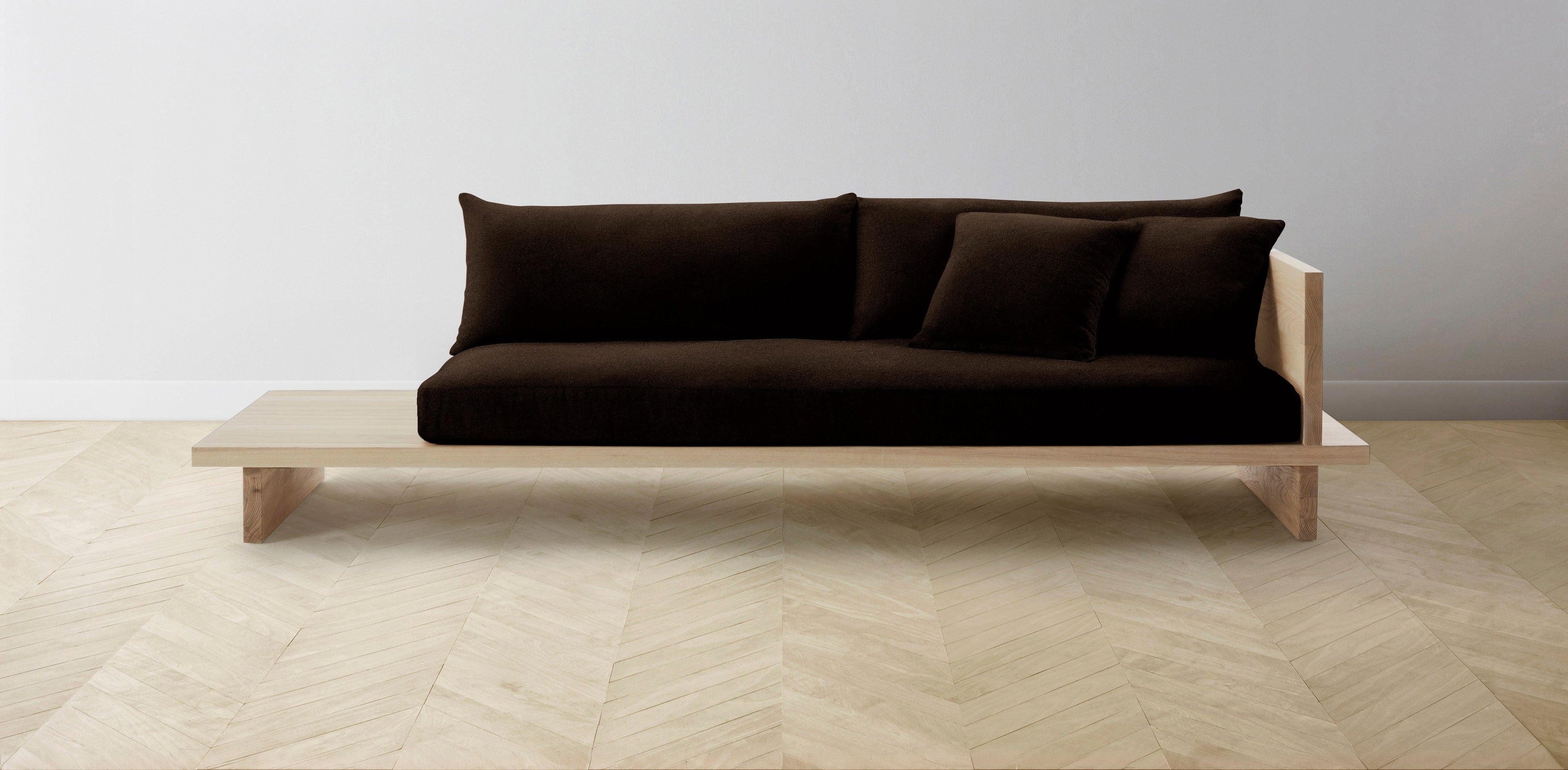 The Muir Arm on Right - Mohair Chocolate Sofa