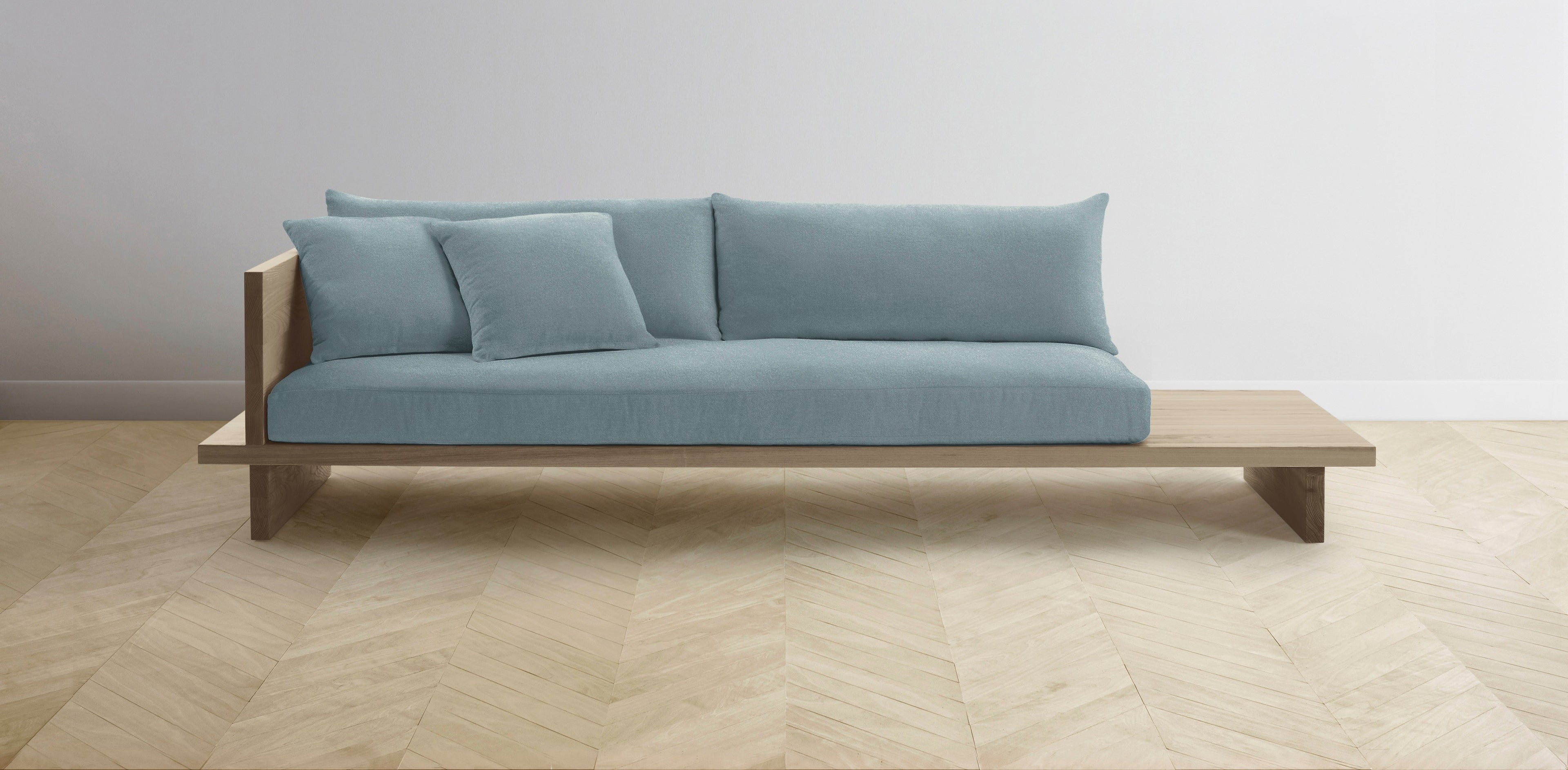 The Muir Arm on Left - Mohair Slate Blue Sofa