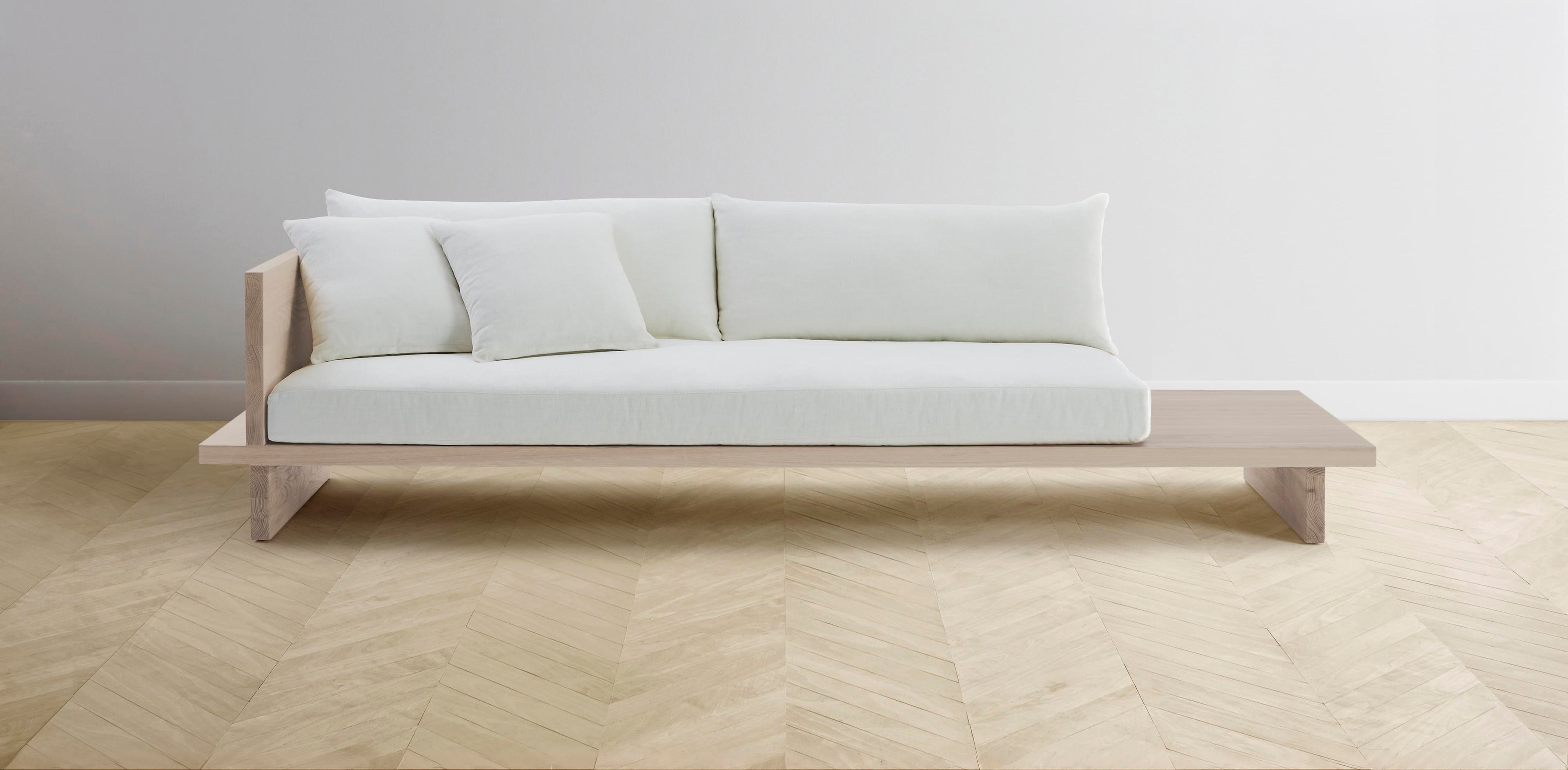 The Muir Arm on Left - Performance Chenille Alabaster Sofa