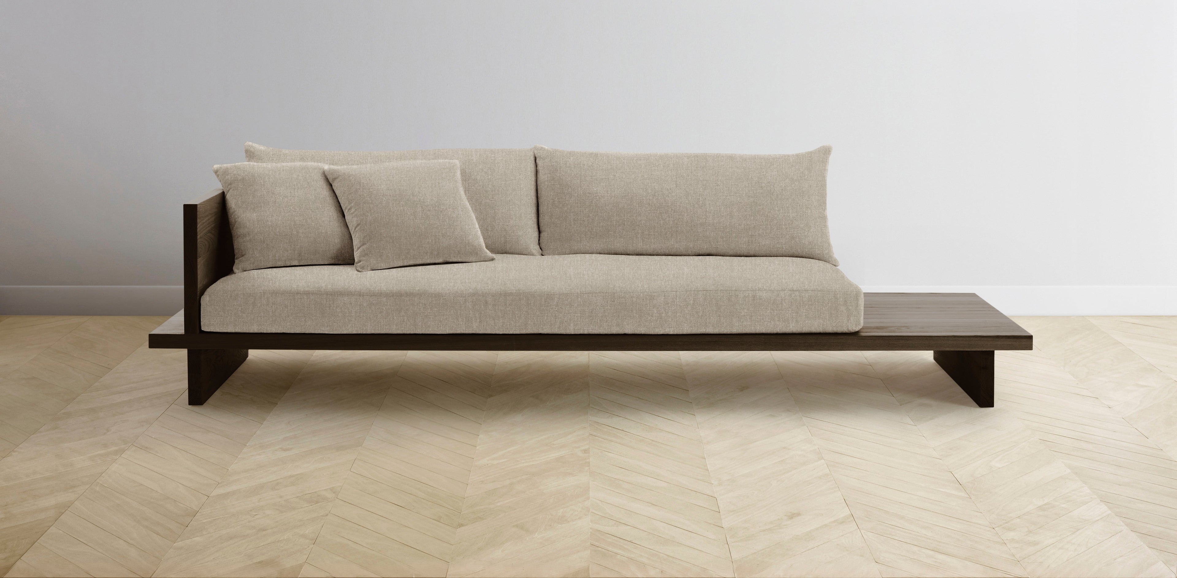The Muir Arm on Left - Performance Stonewashed Linen Clamshell Sofa