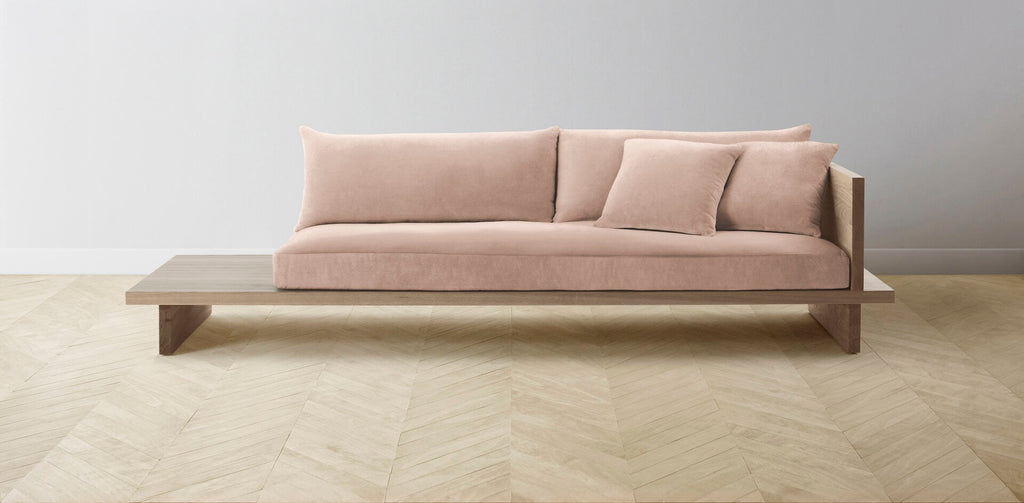 The Muir Arm on Right - Performance Velvet Dusty Rose Sofa