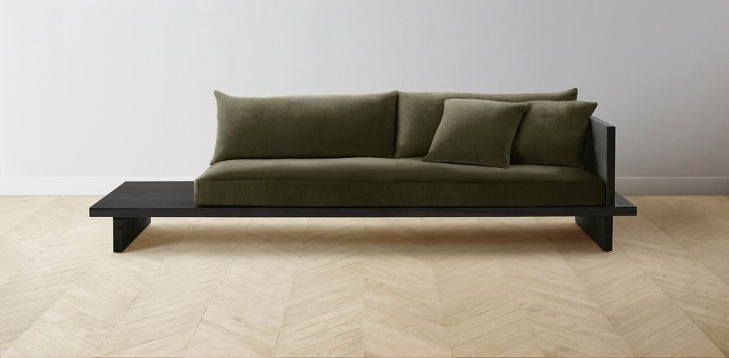 The Muir Arm on Right - Performance Velvet Olive Sofa