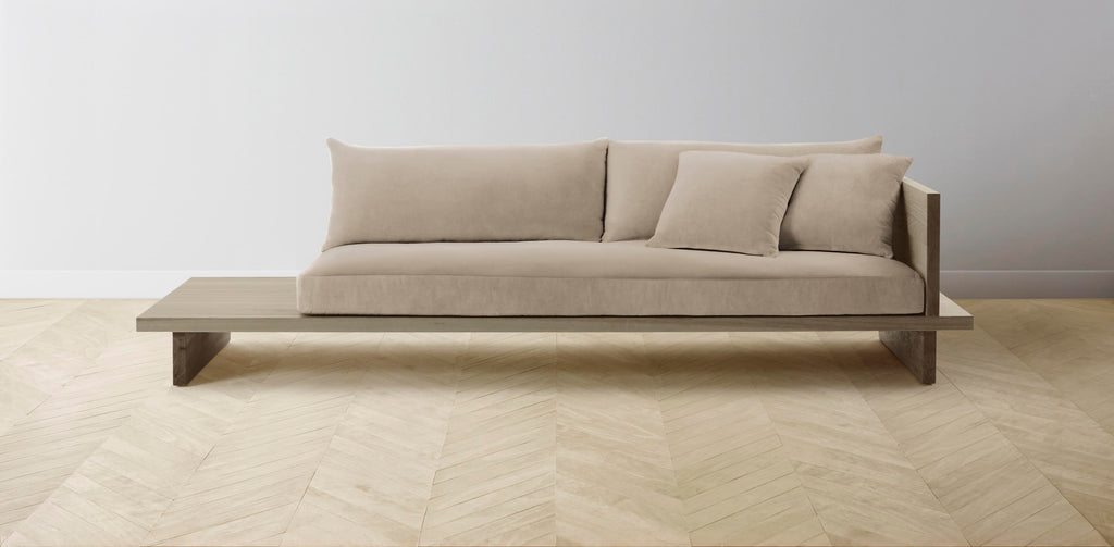 The Muir Arm on Right - Performance Velvet Taupe Sofa