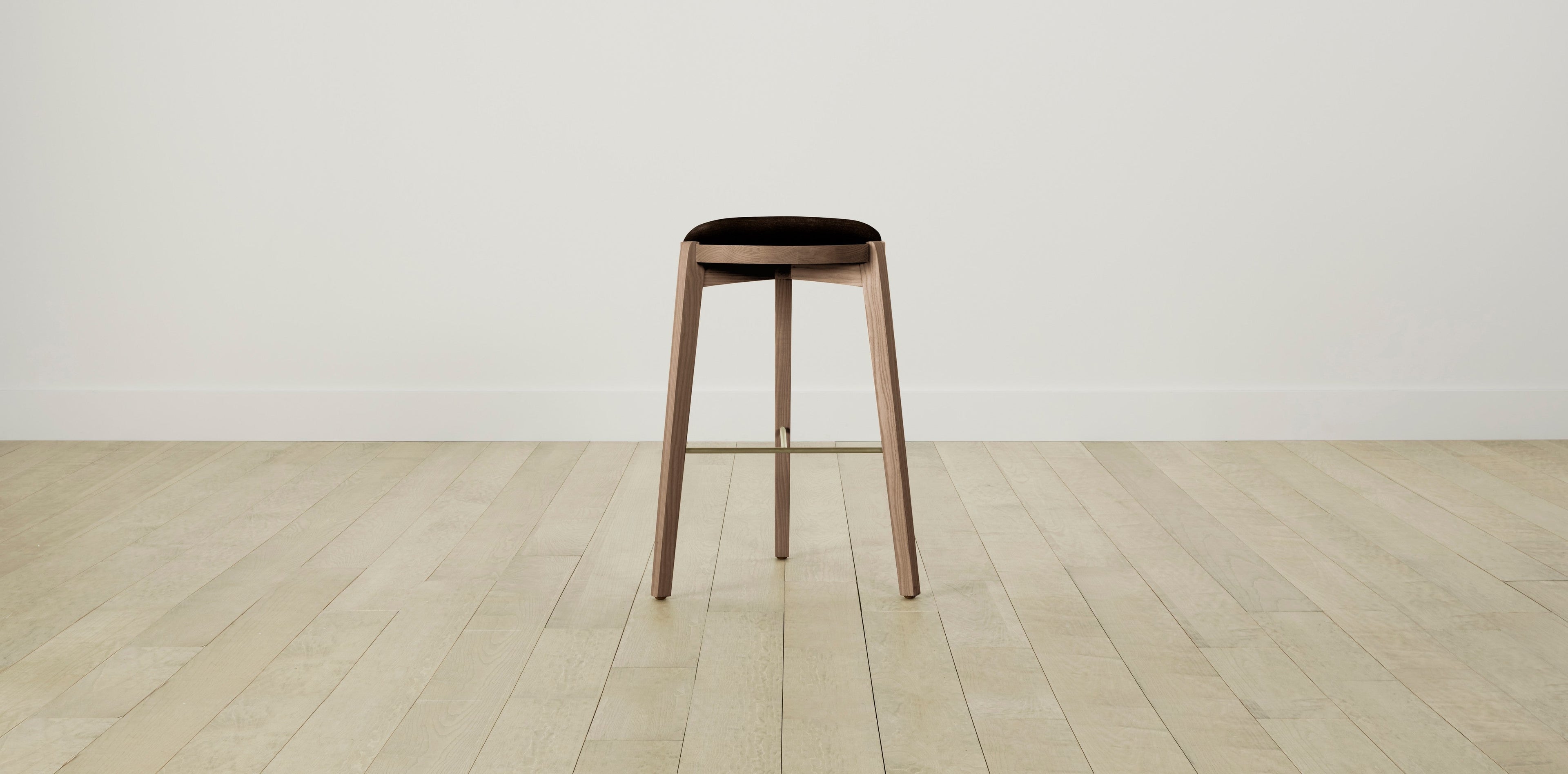 The Stanton with Brushed Brass - Mohair Chocolate Bar and Counter Stool