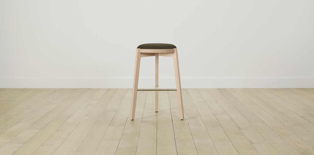 The Stanton with Brushed Brass - Pebbled Leather Truffle Bar and Counter Stool