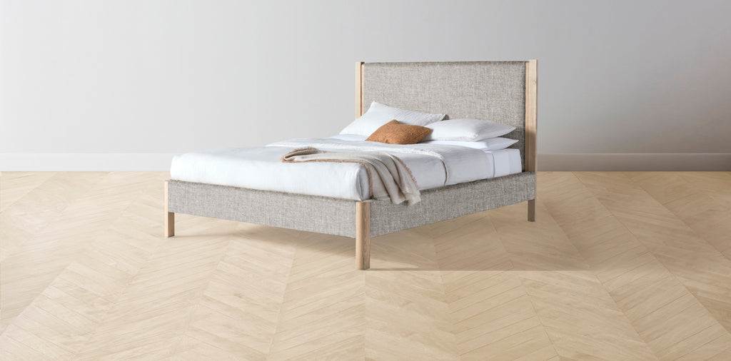 The Thompson  - Belgian Linen Agate Bed - 48" Headboard - Muslin on reverse