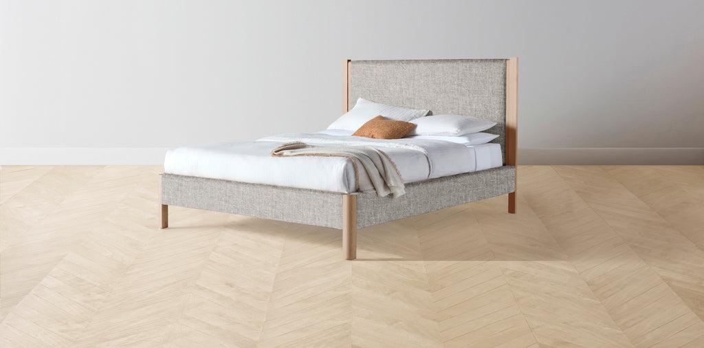 The Thompson  - Belgian Linen Agate Bed - 48" Headboard - Muslin on reverse