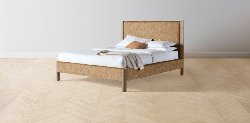 The Thompson  - Belgian Linen Chai Bed - 48" Headboard - Muslin on reverse