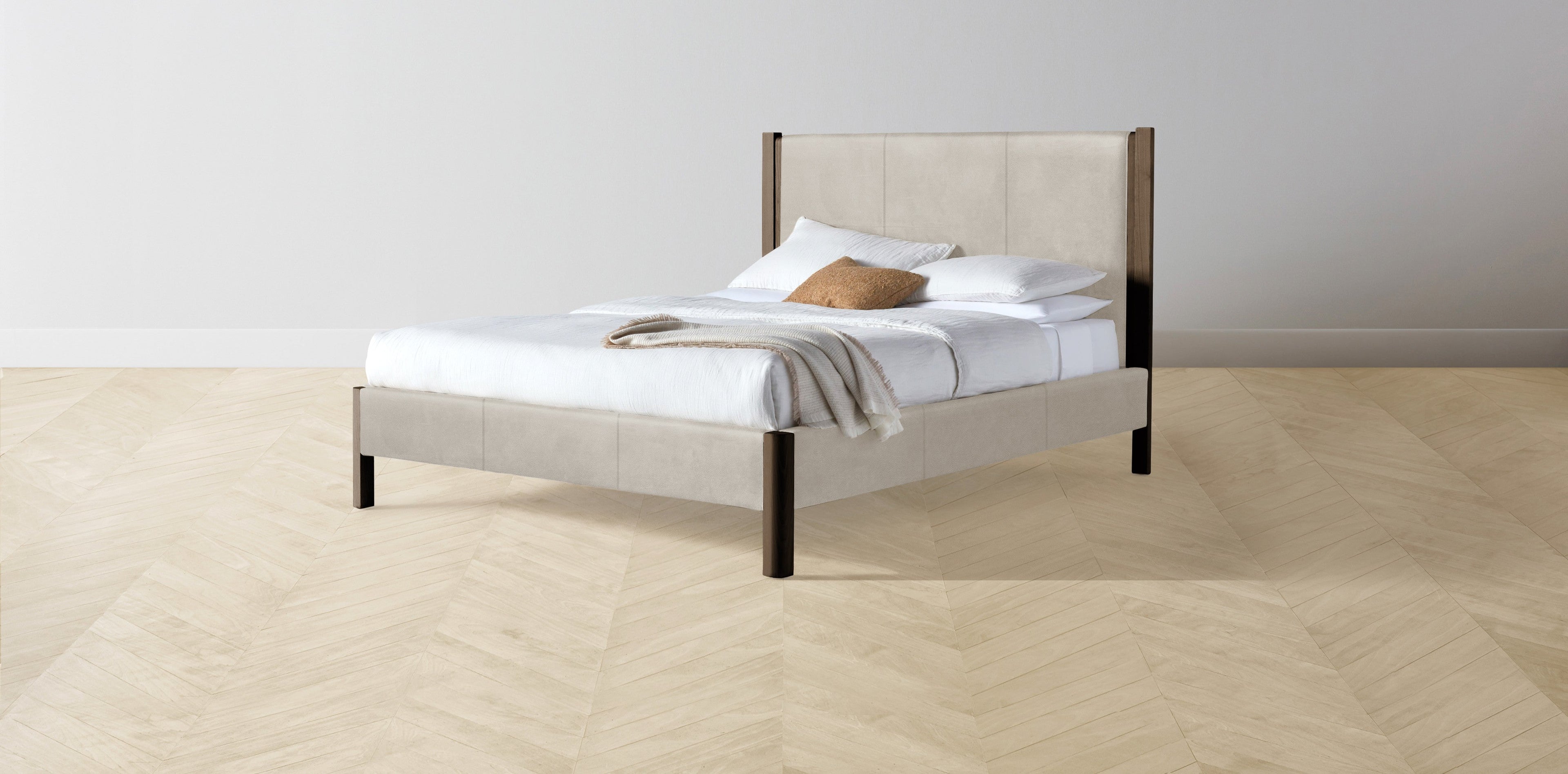 The Thompson  - Nubuck Leather Sail Bed - 48" Headboard - Upholstered on reverse