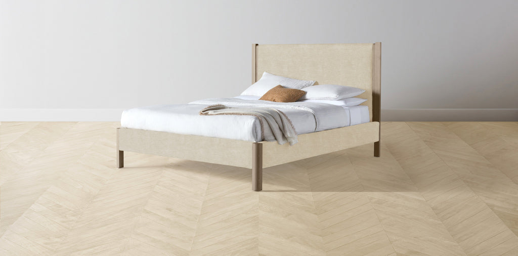 The Thompson  - Performance Melange Weave Shell Bed - 48" Headboard - Muslin on reverse