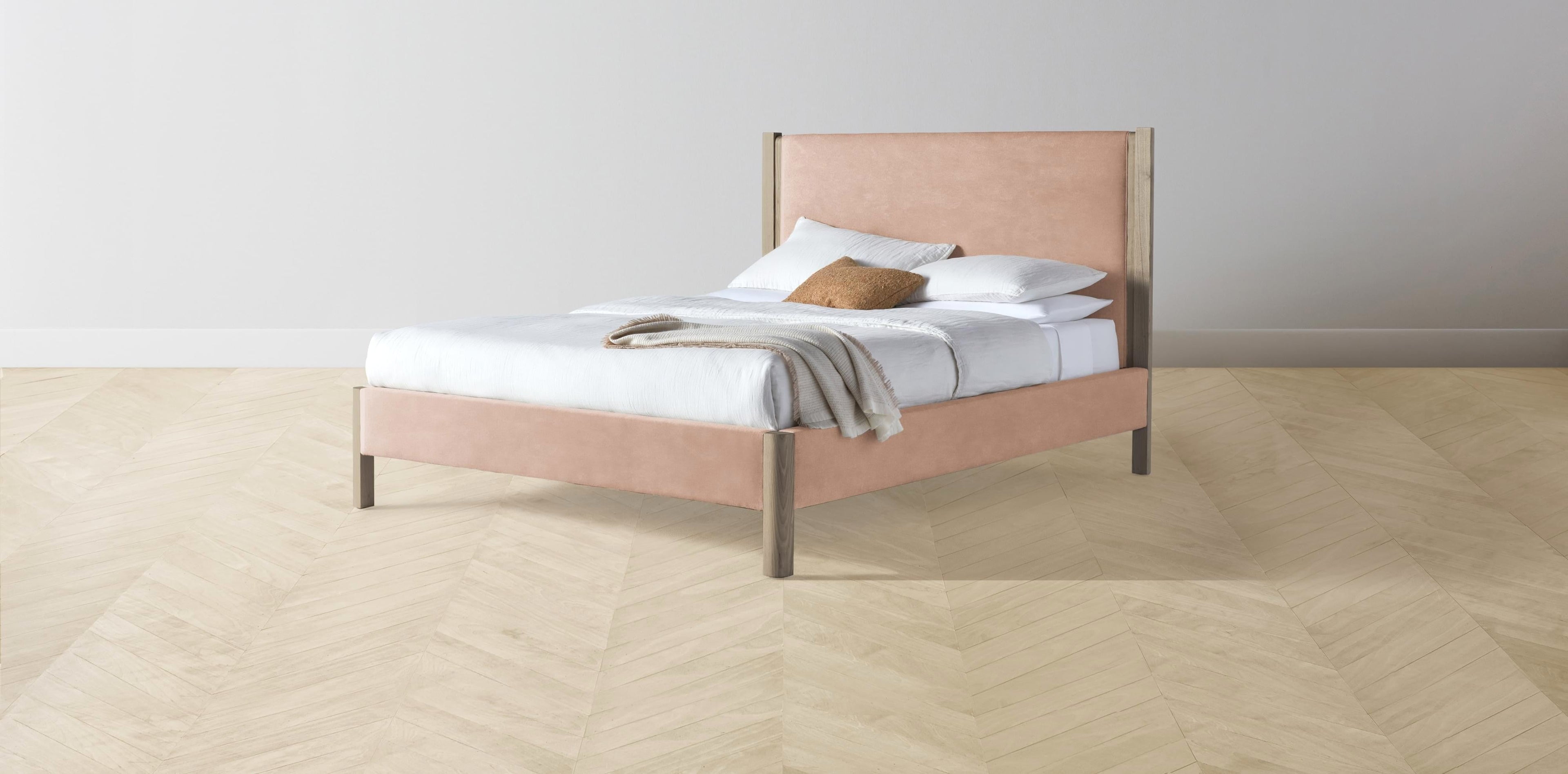 The Thompson  - Performance Velvet Dusty Rose Bed - 48" Headboard - Upholstered on reverse