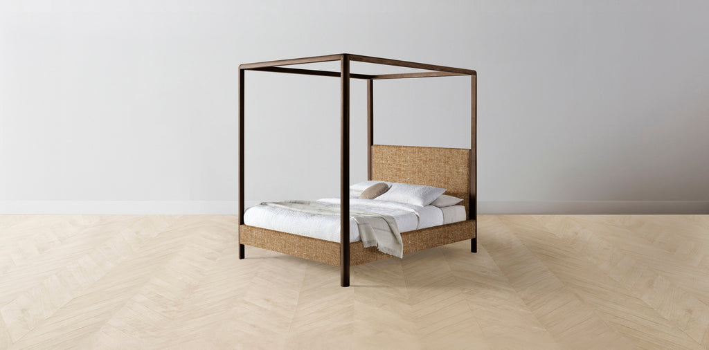 The Thompson  - Belgian Linen Chai Canopy Bed - 48" Headboard - Upholstered on reverse
