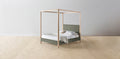 The Thompson  - Belgian Linen Thyme Canopy Bed - 48" Headboard - Upholstered on reverse