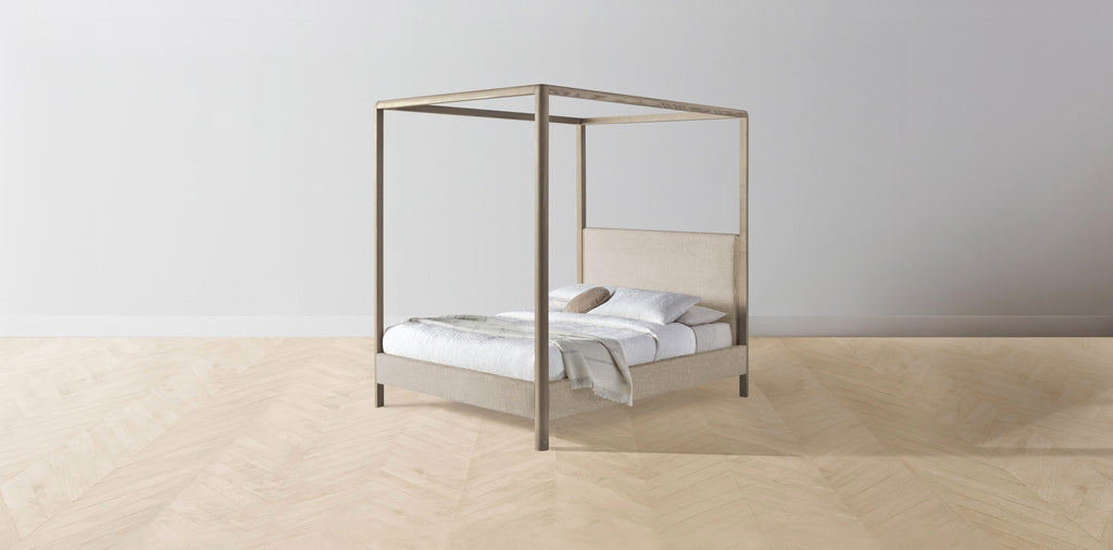 The Thompson  - Merino Wheat Canopy Bed - 48" Headboard - Muslin on reverse