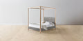 The Thompson  - Nubuck Leather Asphalt Canopy Bed - 48" Headboard - Muslin on reverse