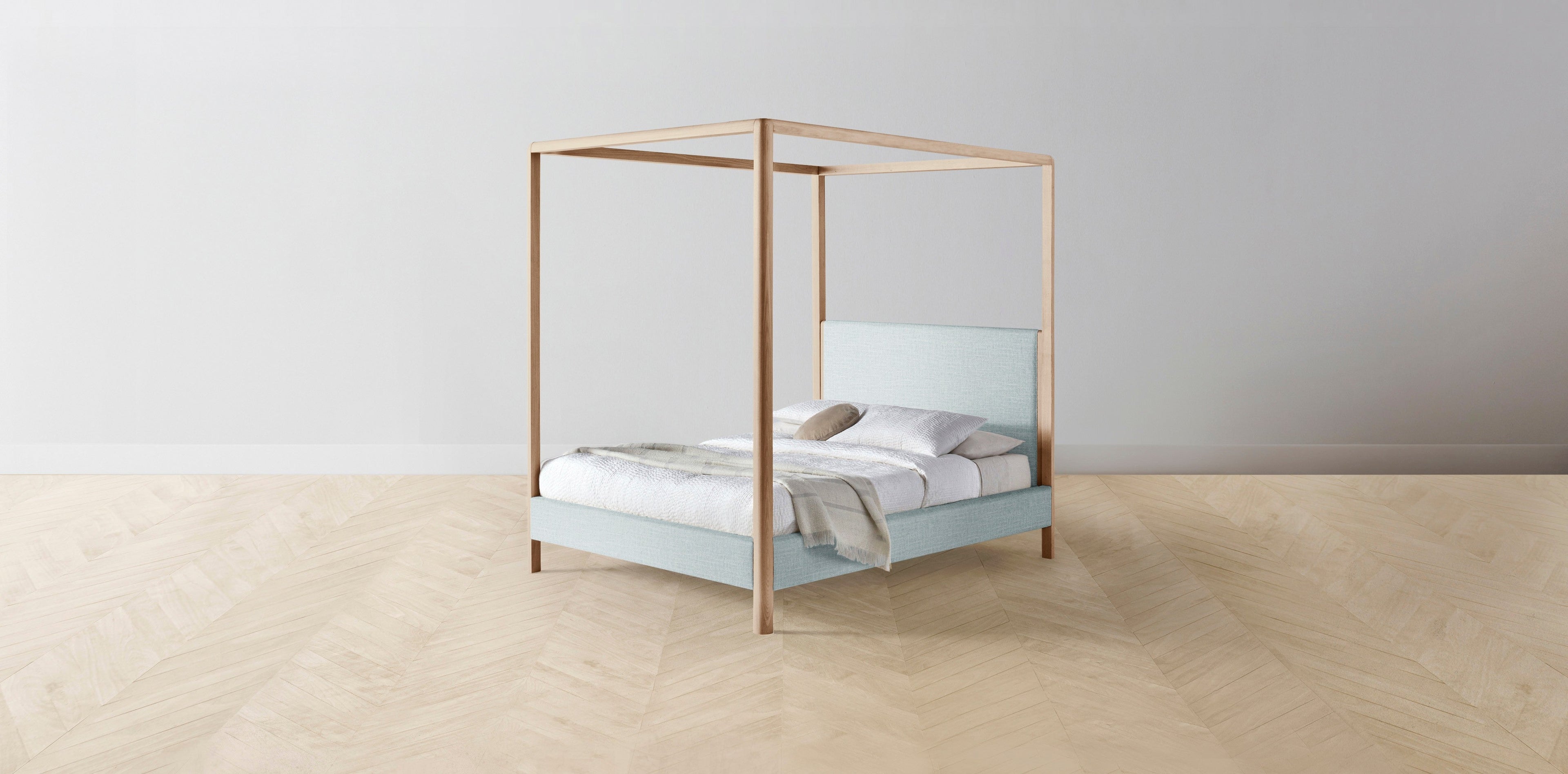 The Thompson  - Performance Woven Chenille Rain Canopy Bed - 48" Headboard - Upholstered on reverse