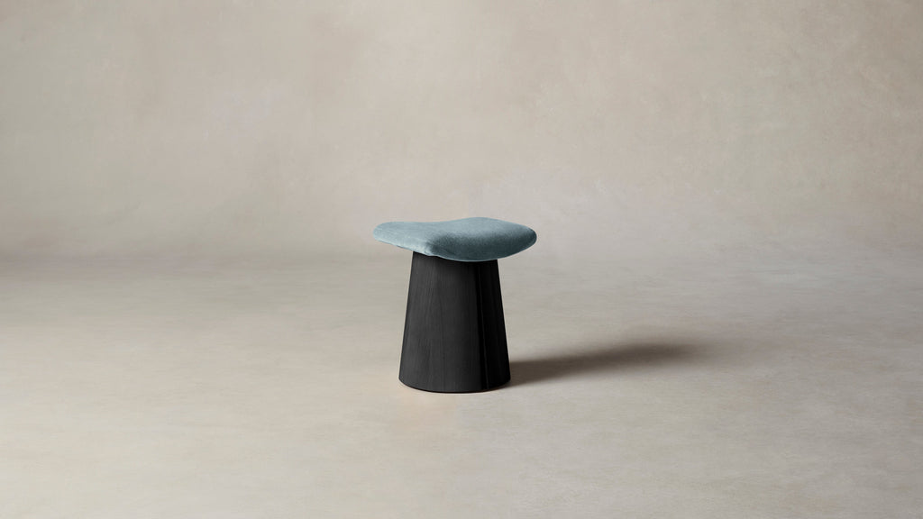 The Weston  - Mohair Slate Blue Accent Stool