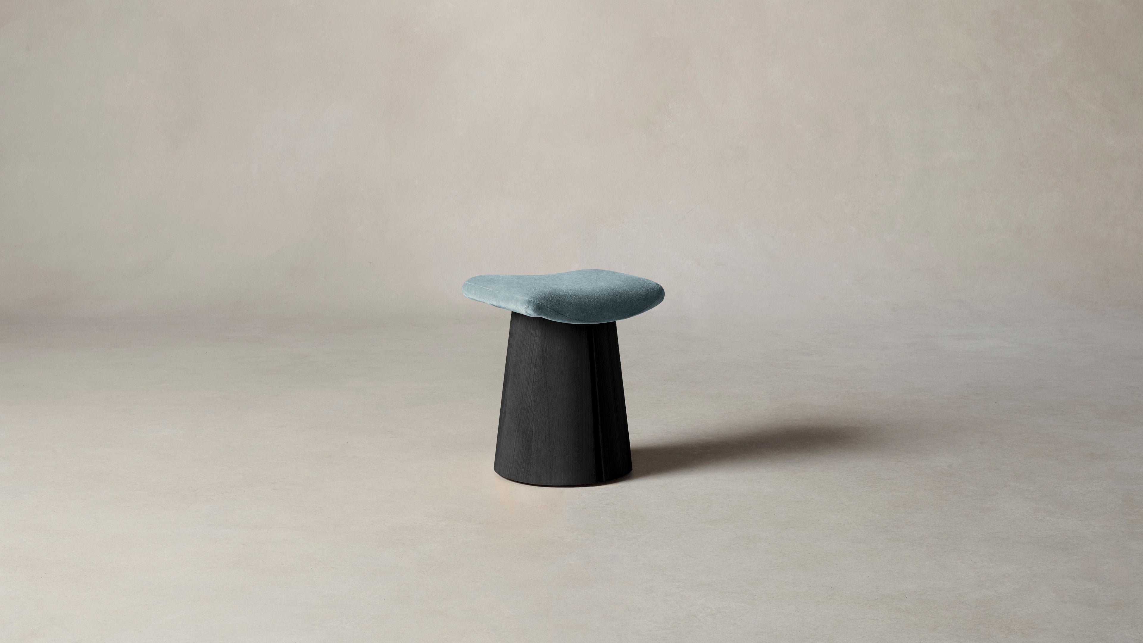 The Weston  - Mohair Slate Blue Accent Stool